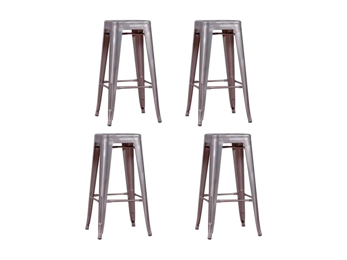 Lot von 4 Metallhocker 66cm hoch - Bistro - Metall