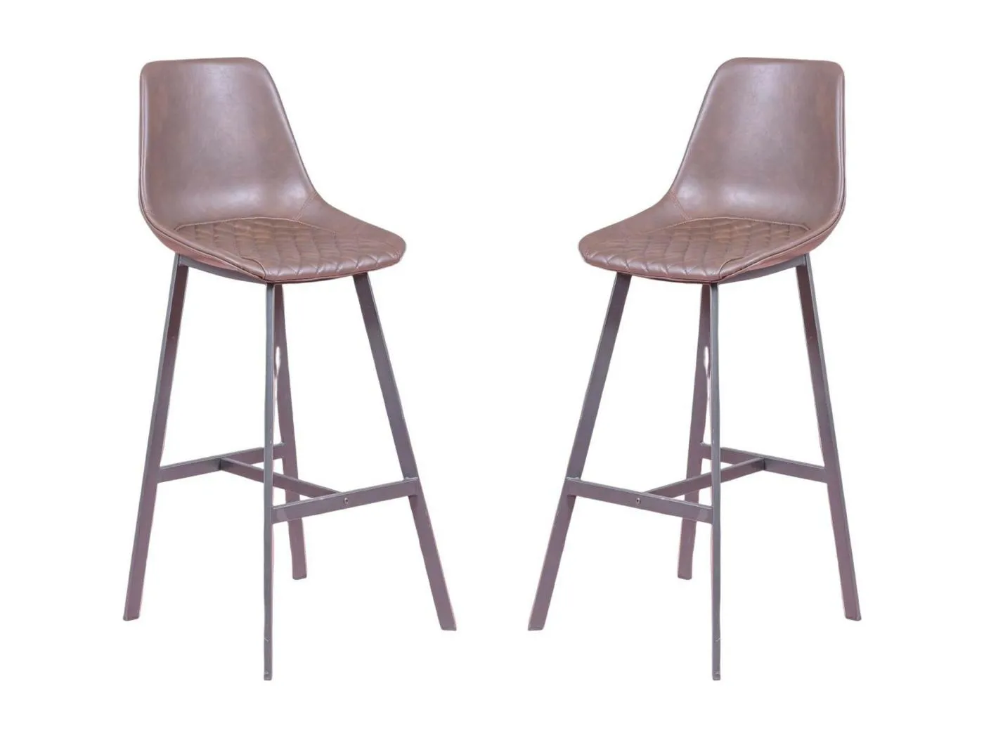 2er Pack hohe Hocker mit Rückenlehne - Jules - Braun