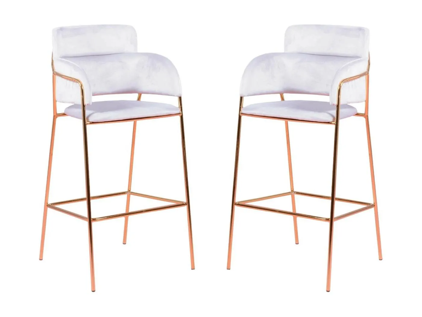 2er-Pack Designer-Hocker mit Samtbezug - Cruiser - Grau