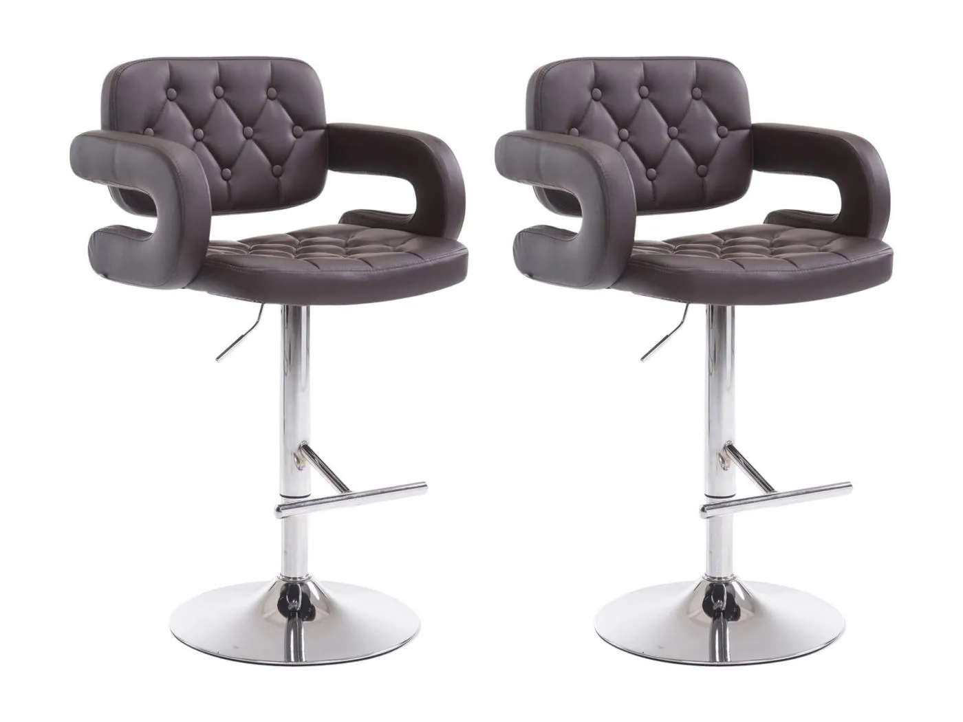 2er Set Barhocker - Kunstleder & chrom - braun - Dublin