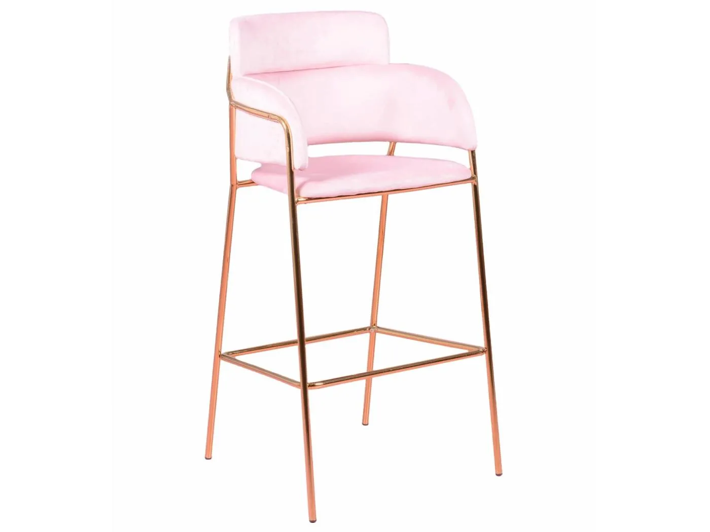 Designer-Hocker mit Samtbezug und goldenen Beinen - Cruiser - Rosa