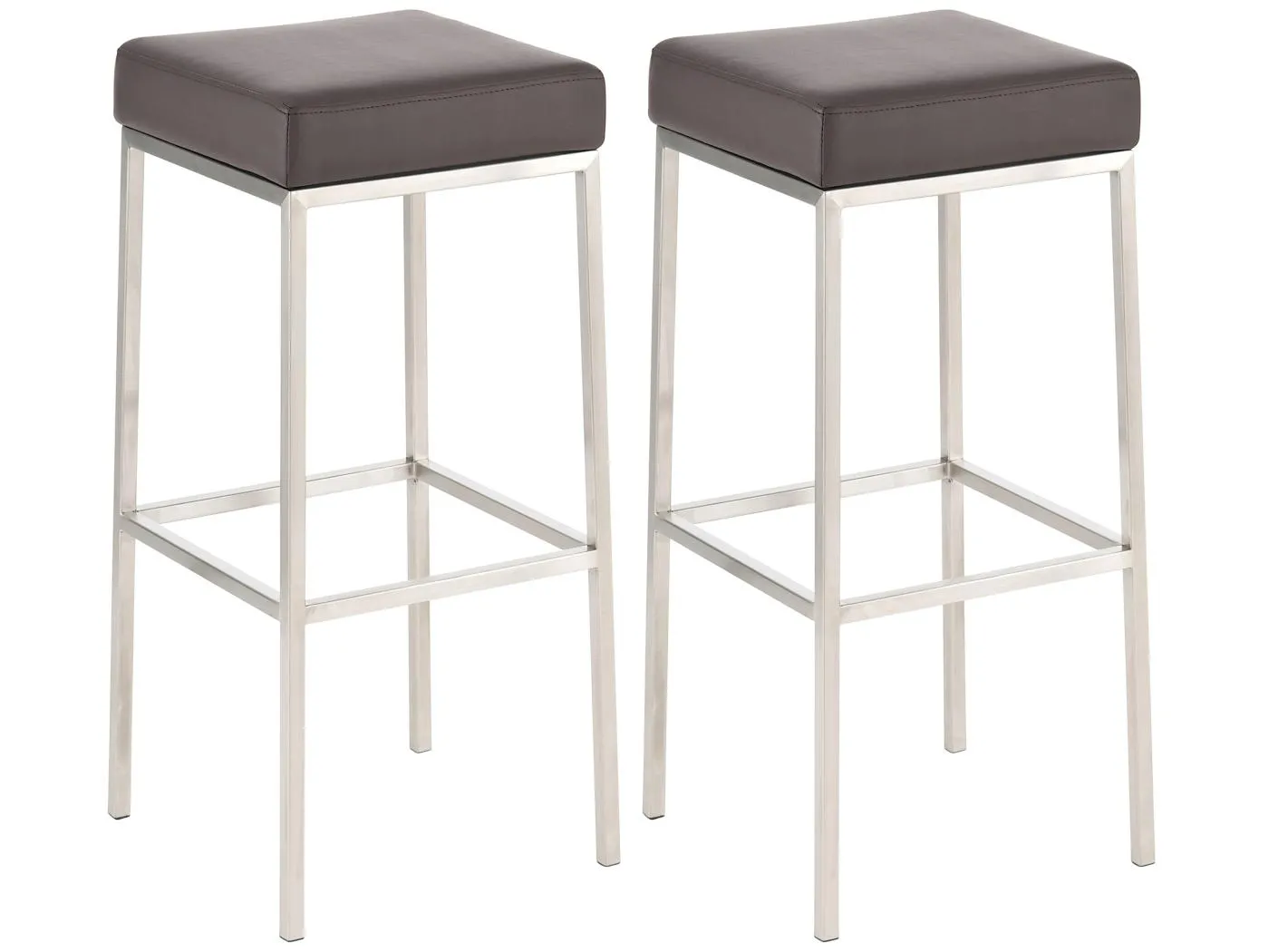 2er Set Barhocker - Kunstleder & edelstahl - braun - Montreal 80