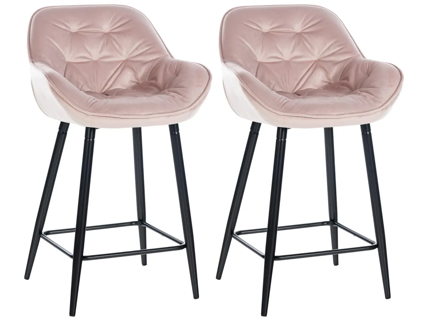 2er Set Barhocker - Samt & Metall matt schwarz - pink - Gibson