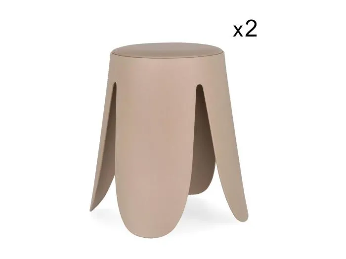 Satz von 2 elfenbeinfarbenen Hockern aus Polypropylen - IMOGEN