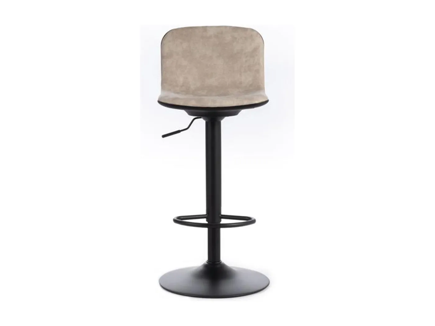 2er-Set beige "Woody" Barhocker aus Stoff mit Gasdruckfeder und Fußstütze, 45x39 cm, 86h