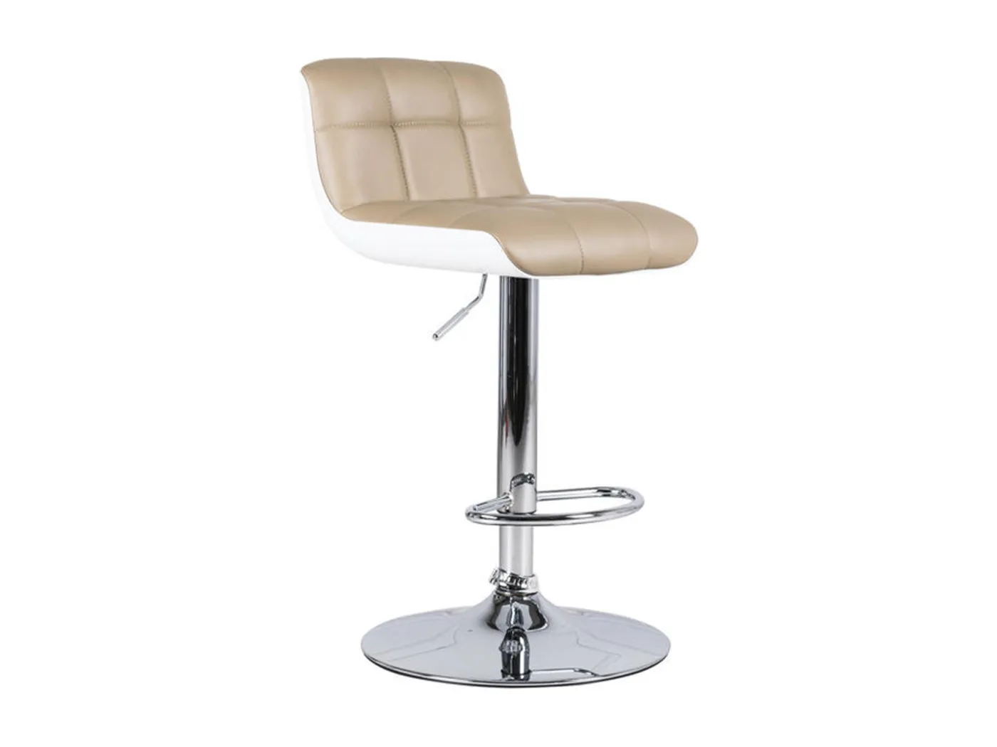 2er-Set beige gepolsterte Hocker "Kurt" aus Kunstleder mit Gasdruckfeder und Fußstütze cm 38,5x36 83h