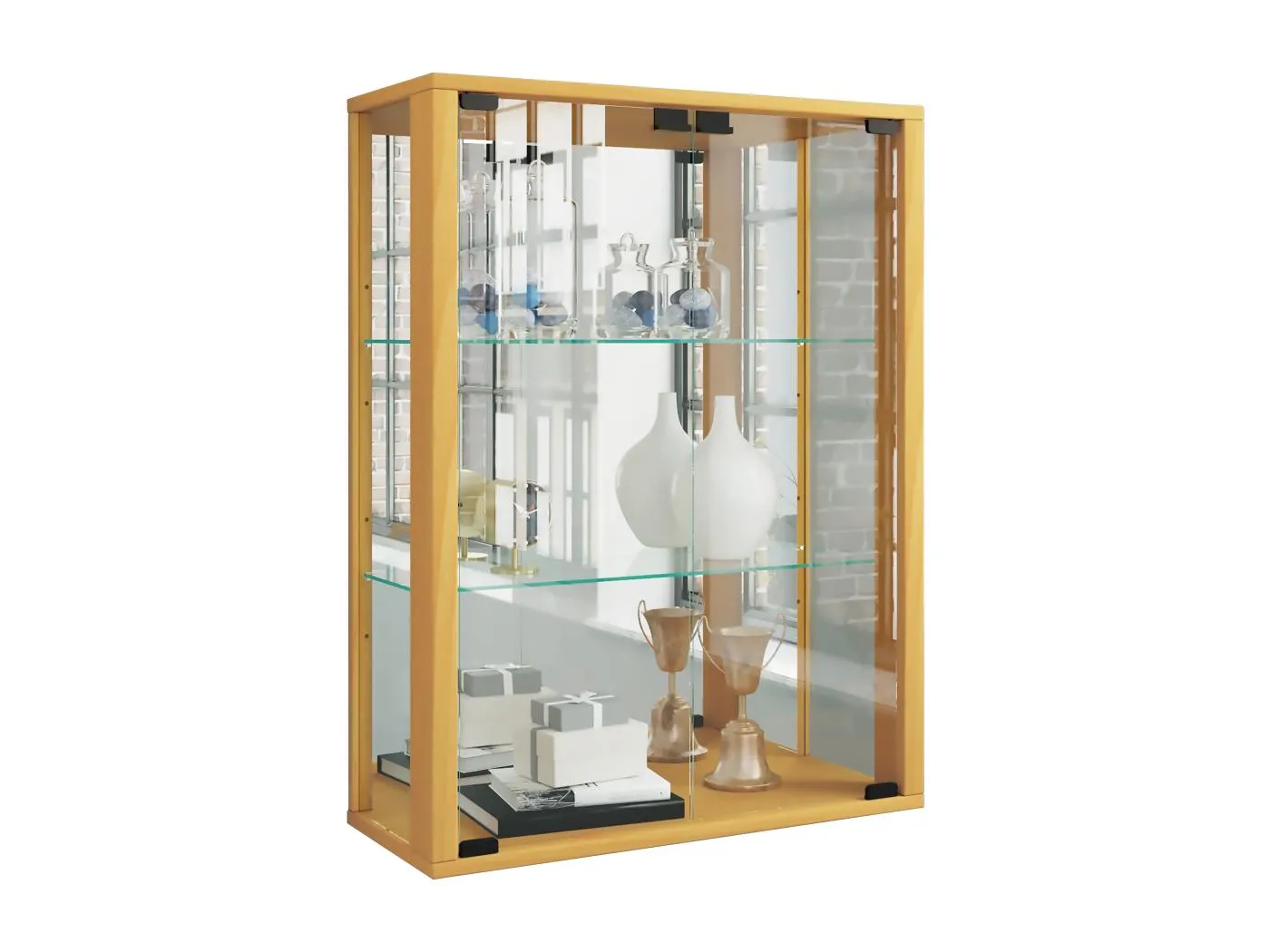 Wandvitrine Hängevitrine Glasvitrine Udina Spiegel