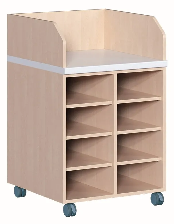 Fahrbare Wickelkommode mit 8 offenen Regalfächern
