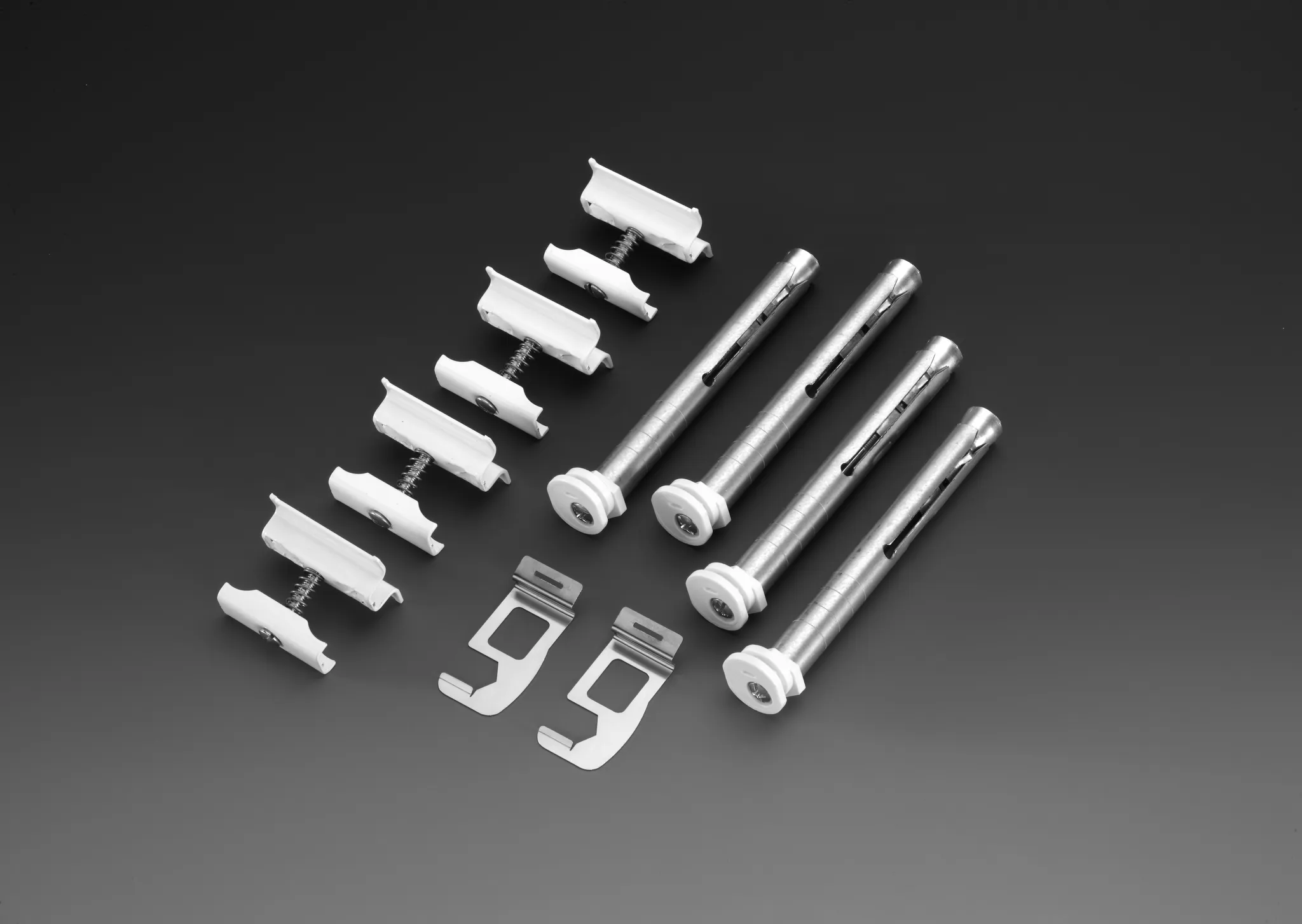 Zubehör Set BKE 4xBKE 160 Millimeter +BH mit Sicherungsfeder BFS1 weiß RAL 9016