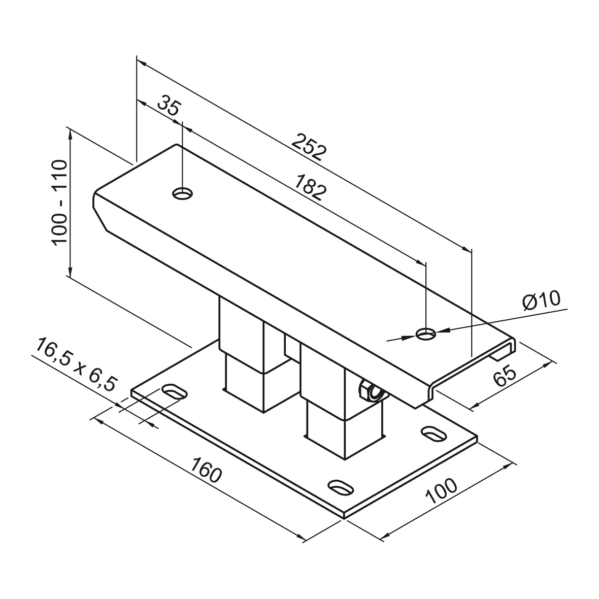 Zubehör Fußkonsole FMORV HD10-5, RAL 9016