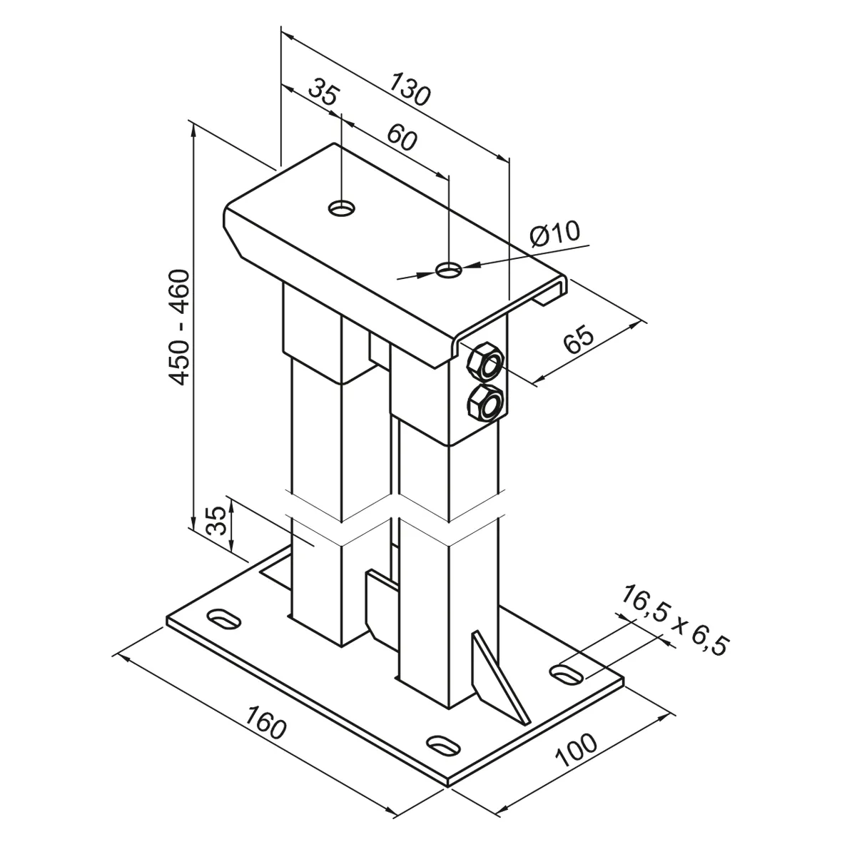 Zubehör Fußkonsole FMORV HD45-3, RAL 9016