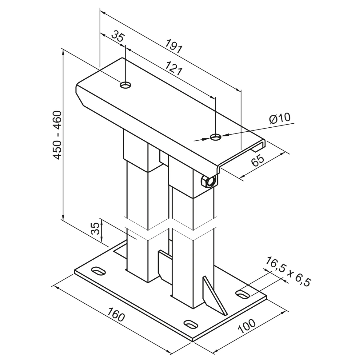 Zubehör Fußkonsole FMORV HD45-4, RAL 9016