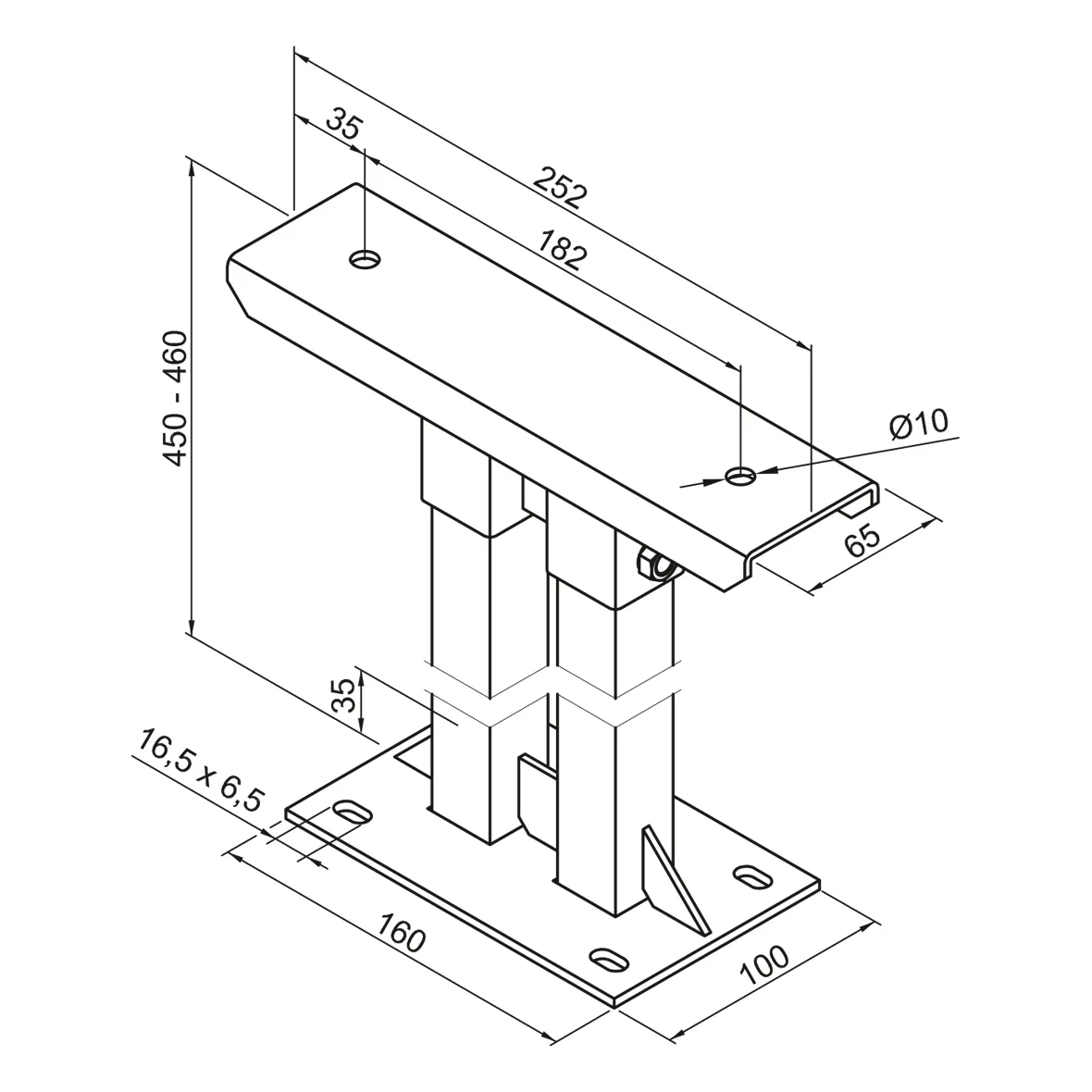 Zubehör Fußkonsole FMORV HD45-5, RAL 9016